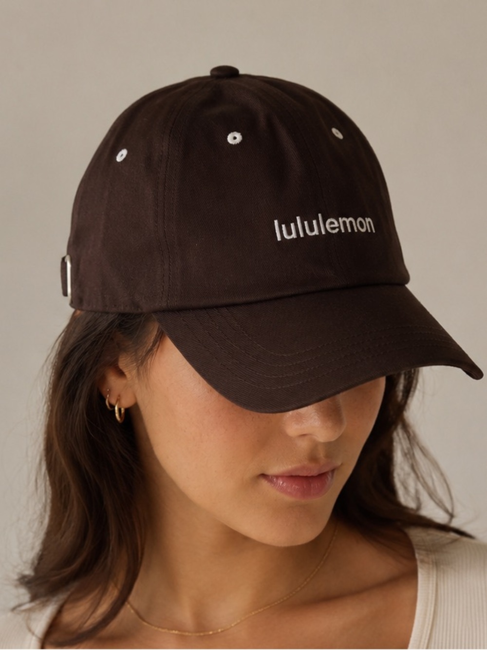 lululemon Brown Adjustable Strap Cap with Metal Logo Buckle